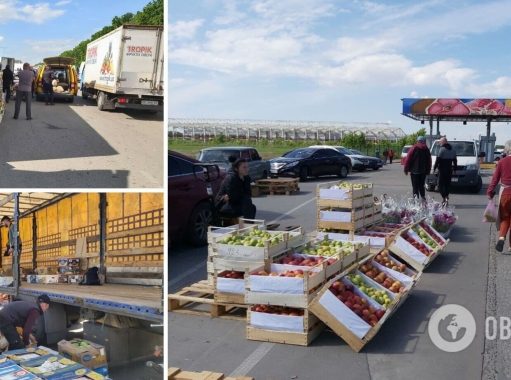 Захват »Столичного»: продавцы устроили рынок прямо на дороге. Фото, видео