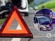 В Киеве водитель BMW протаранил столб и сбежал, бросив на месте пострадавшую девушку. Фото