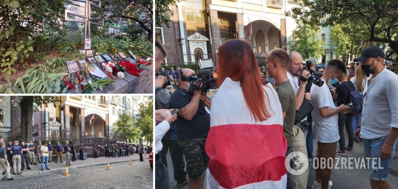 Под посольством Беларуси в Киеве провели акцию в память о погибшем Шишове. Фото и видео